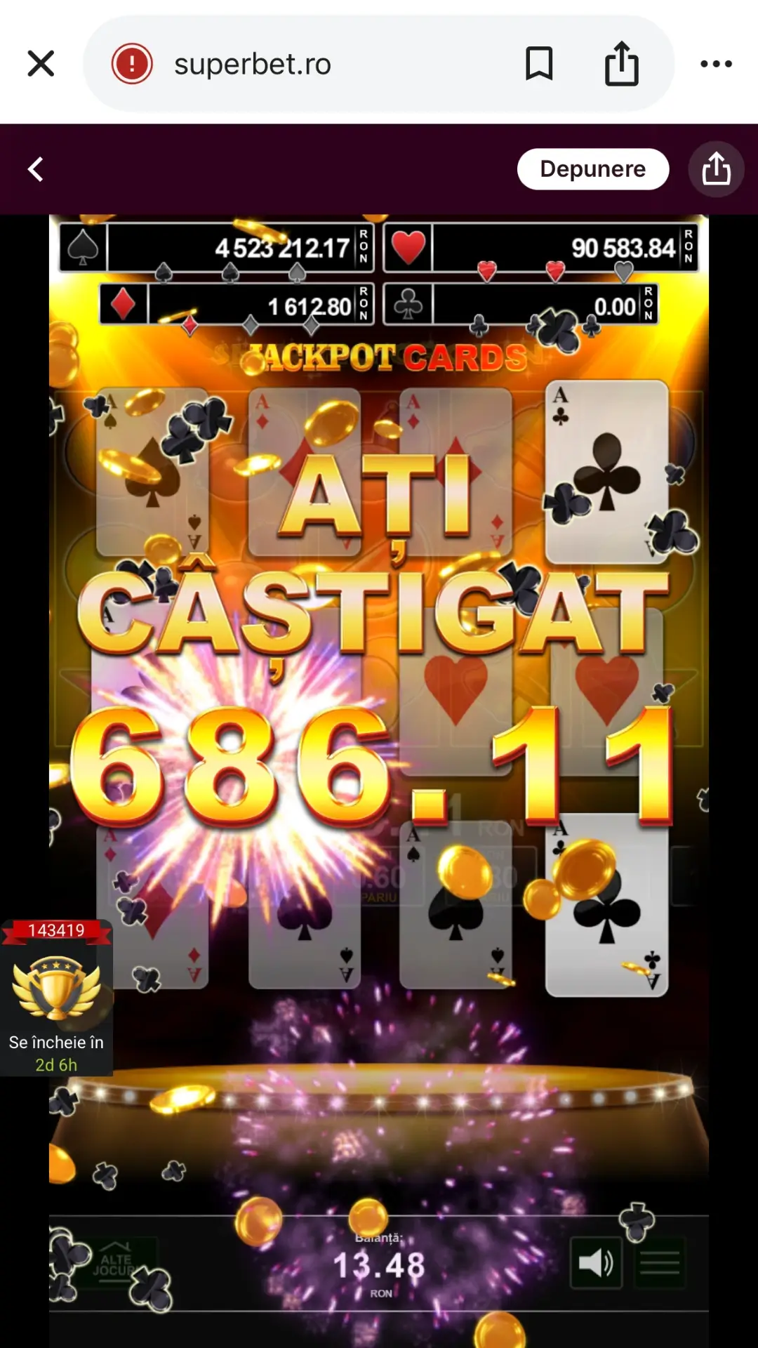 jackpot cards de treflă câștig